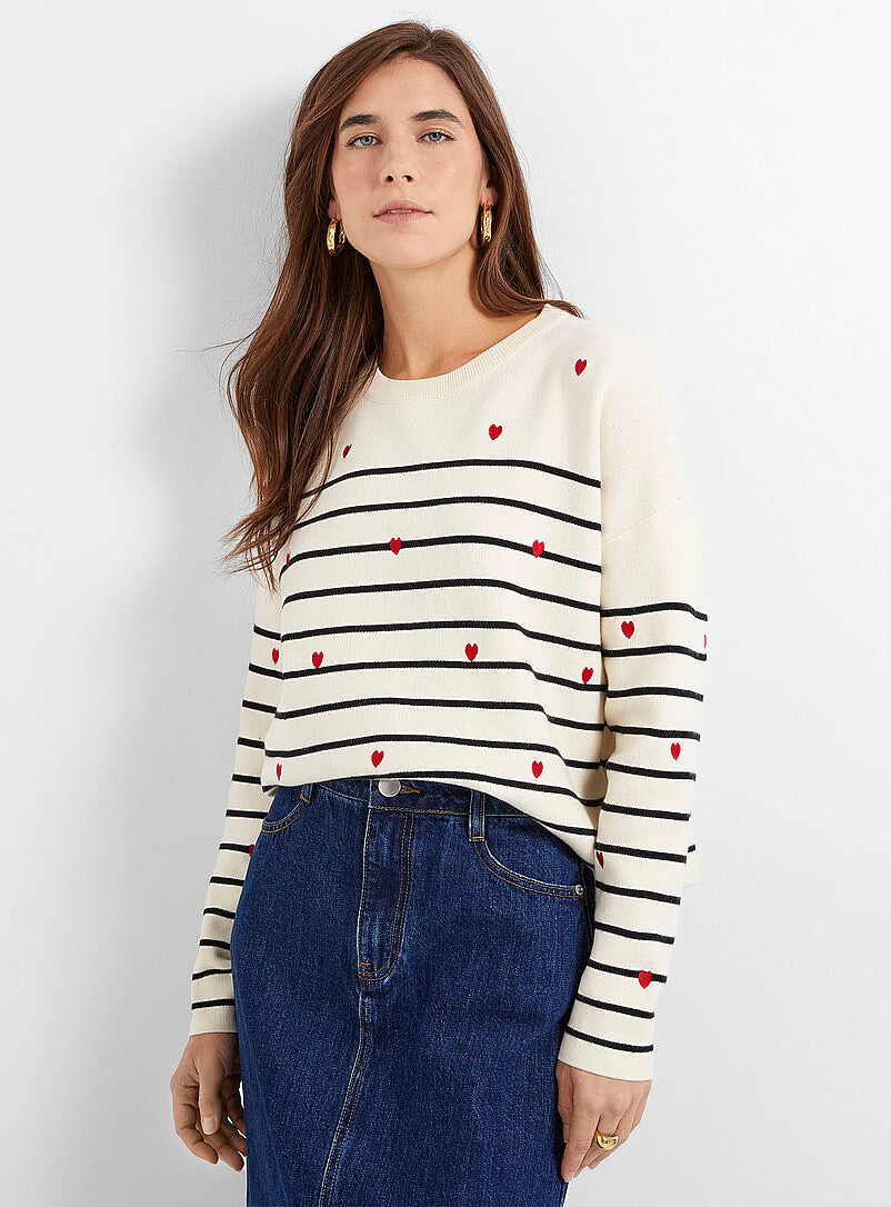 Embroidered Heart Sweater