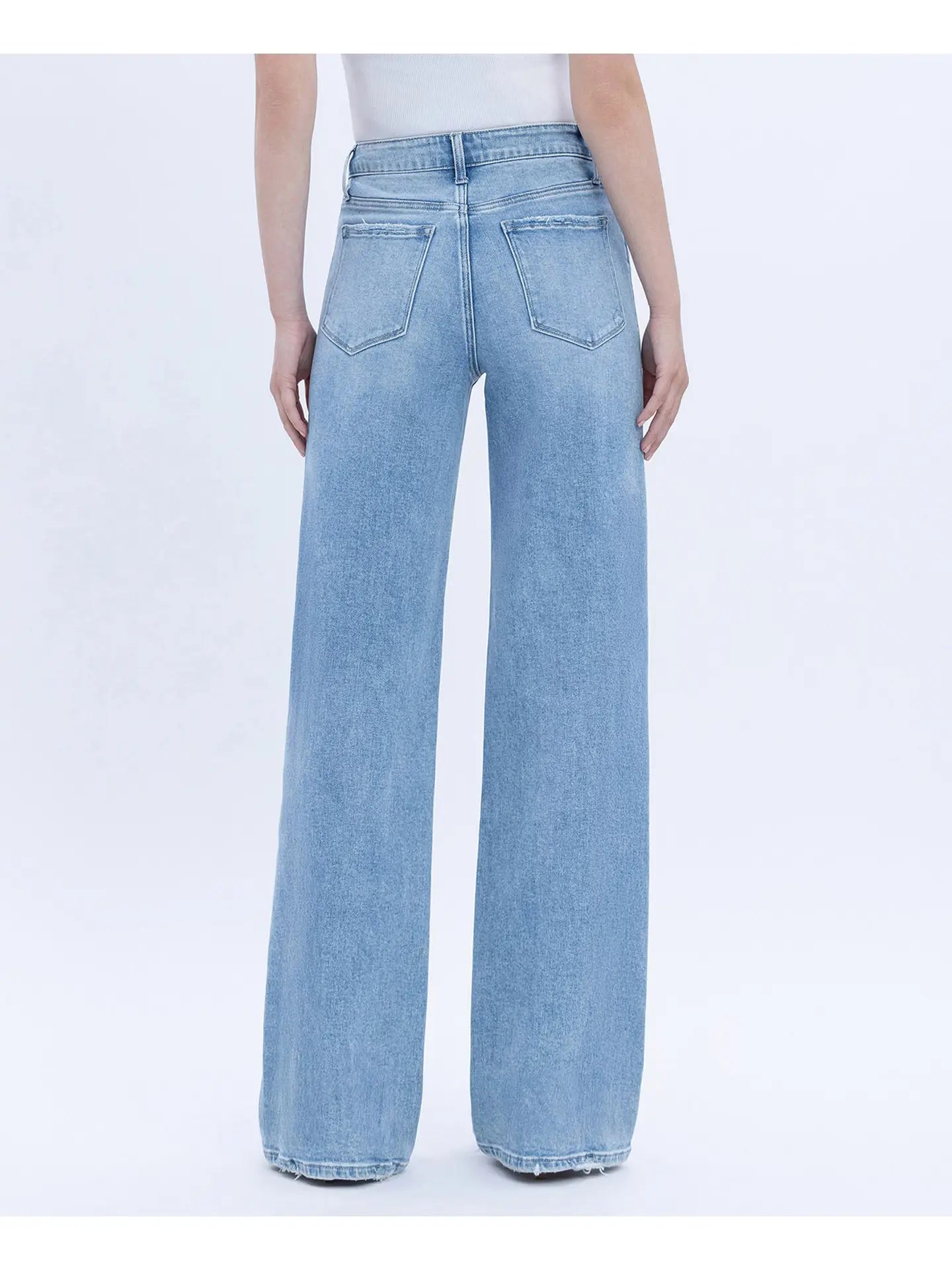 High Rise Full Length Light Wash Wide Jeans (Advantageous)
