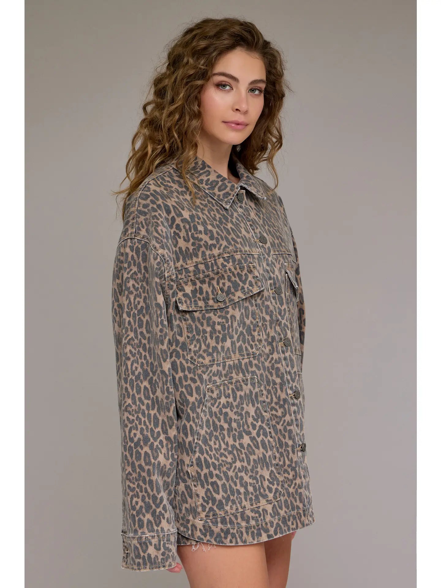 Cheetah Print Denim Jacket