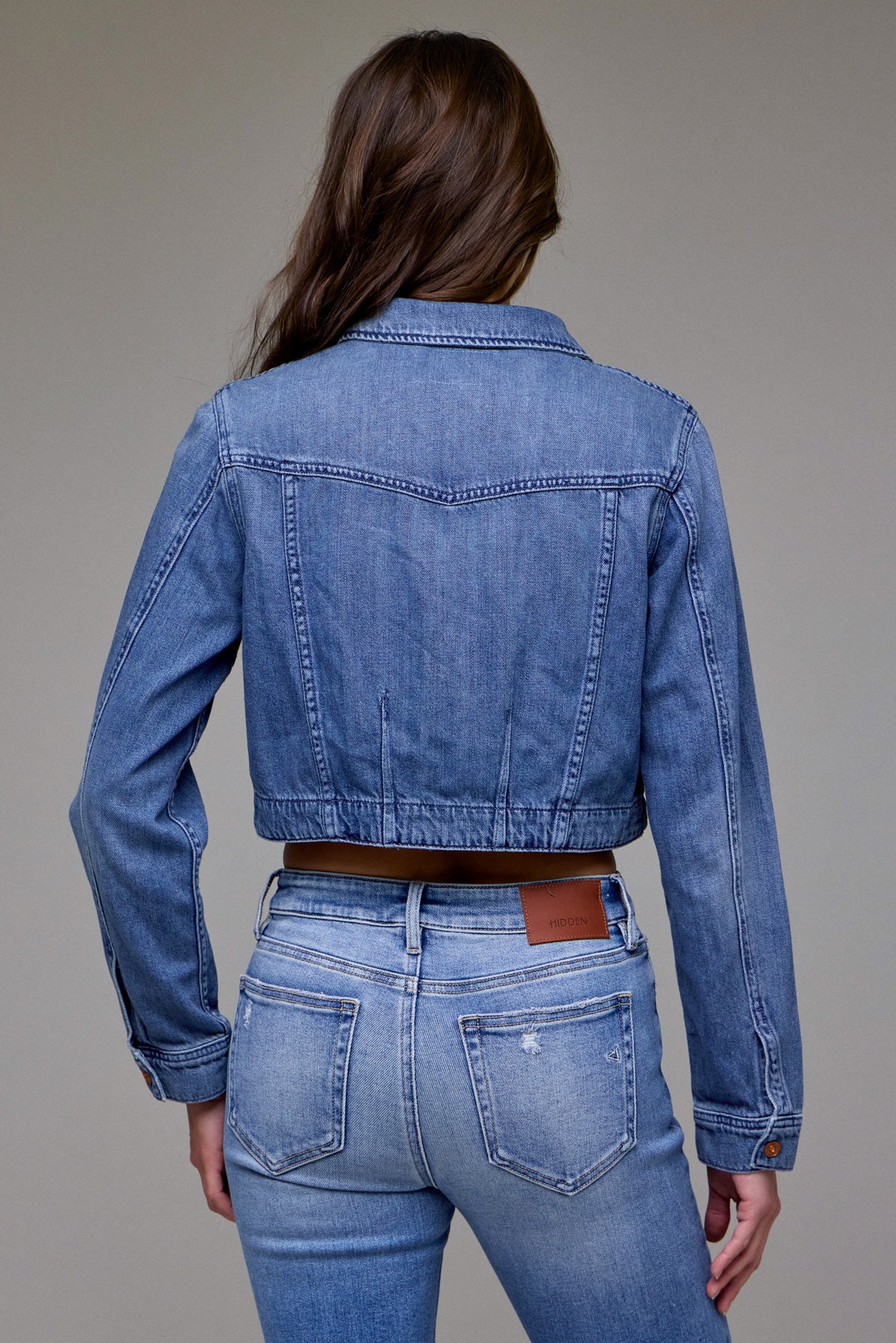 Super Soft Cropped Denim Jacket (Mid Wash)