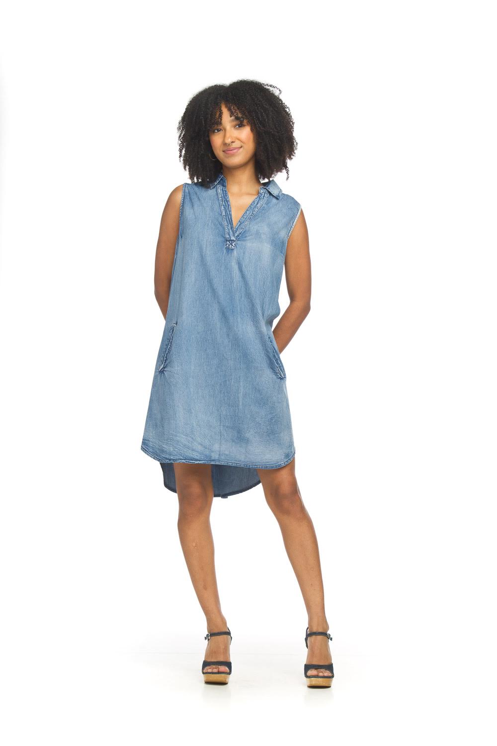 Denim Shirt Collard Dress