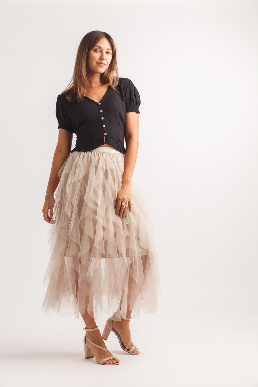 Cropped Short Sleeve Top (Black)