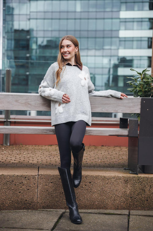 Eyelash Daisy Intarsia Sweater