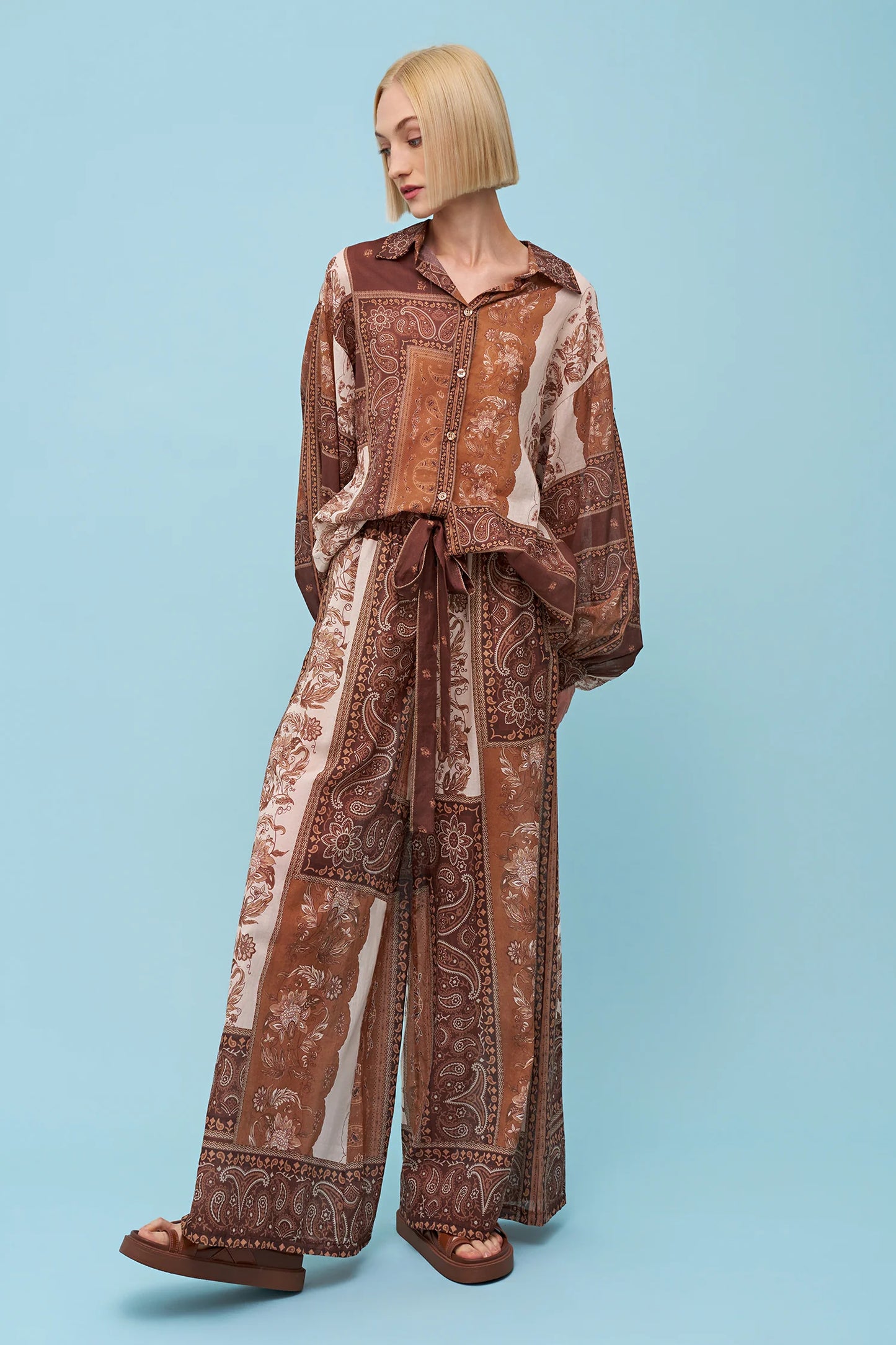 Gemma Blouse (Brown Scarf)
