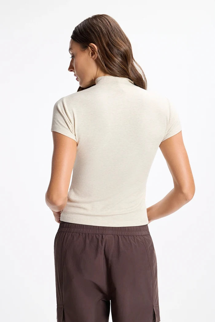 Baby Rib Short Sleeve Mock Neck