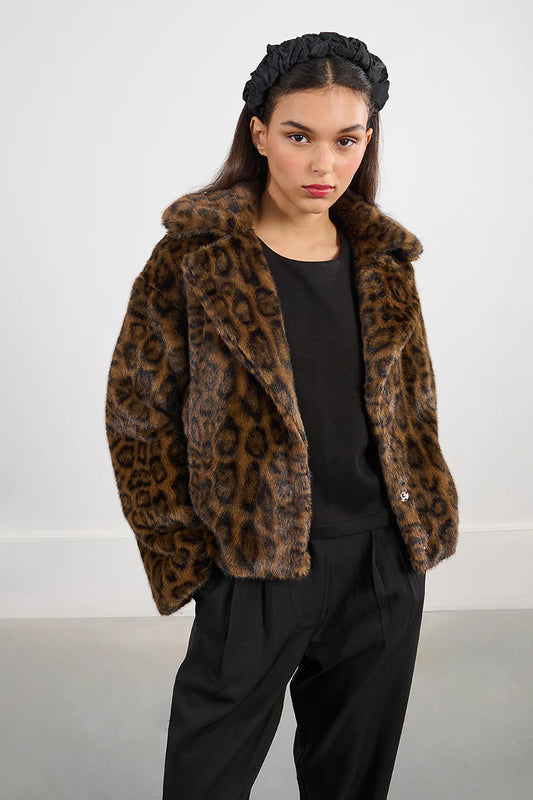 Faux Fur Leopard print Ladies Jacket