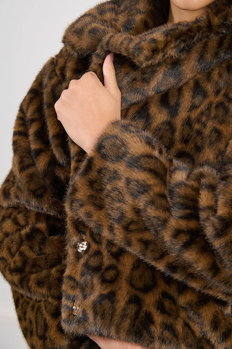 Faux Fur Leopard print Ladies Jacket