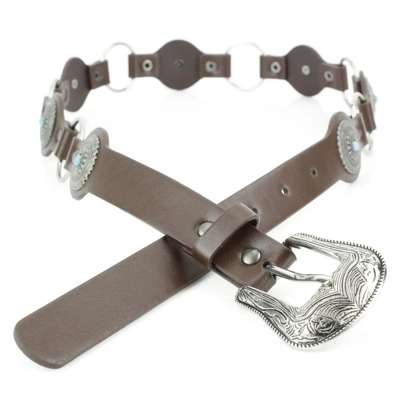 Women’S Brown Leather Concho Belt