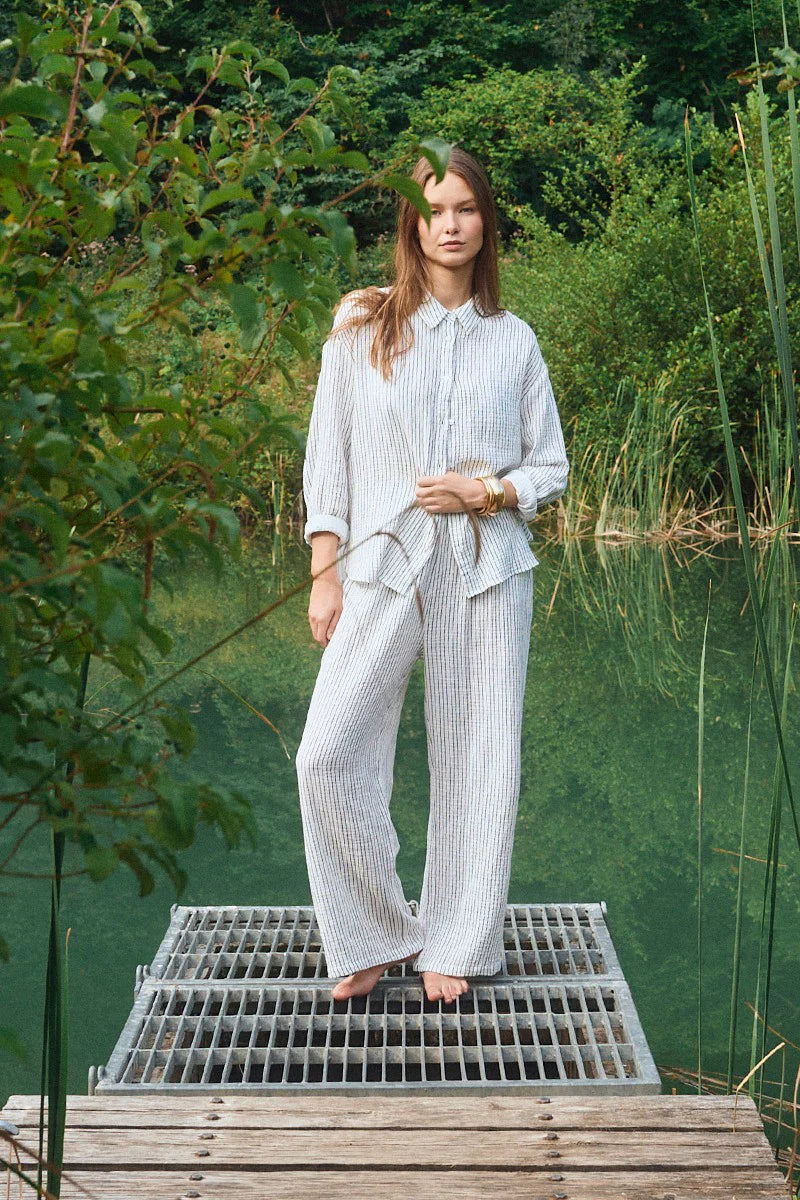Cotton trousers, striped