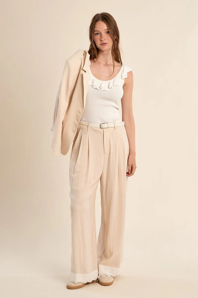 RUFFLE KNITTED TANK TOP (White)