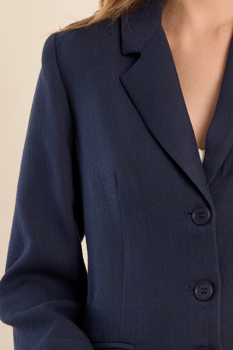 WOVEN BLAZER (Navy Blue)