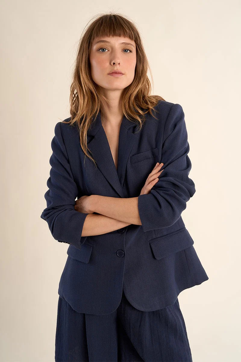 WOVEN BLAZER (Navy Blue)
