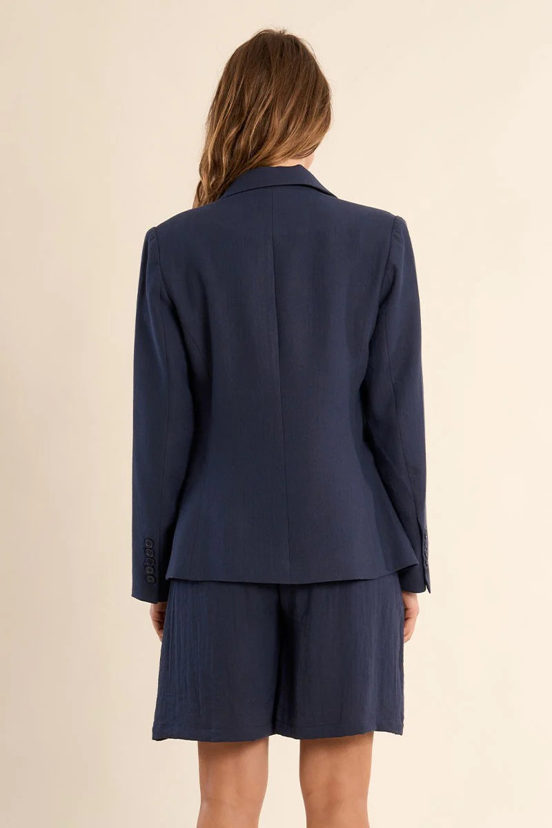 WOVEN BLAZER (Navy Blue)