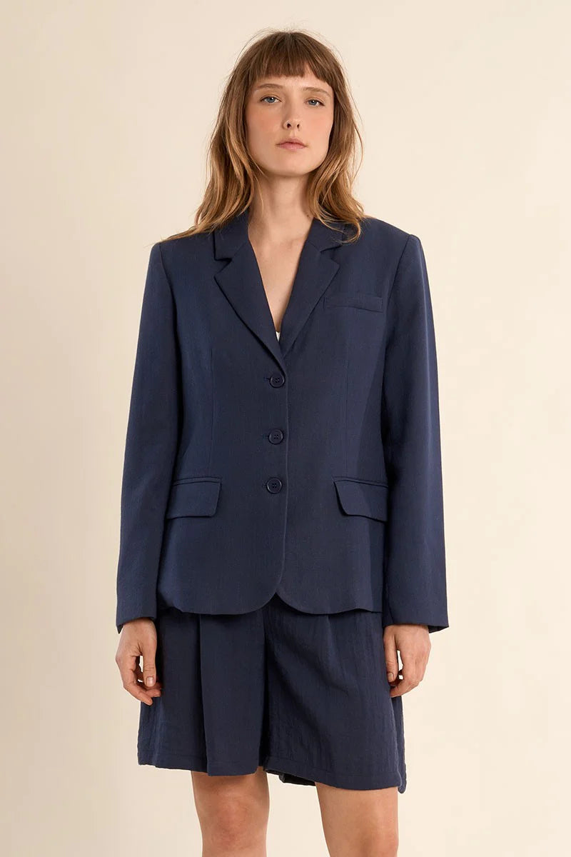 WOVEN BLAZER (Navy Blue)