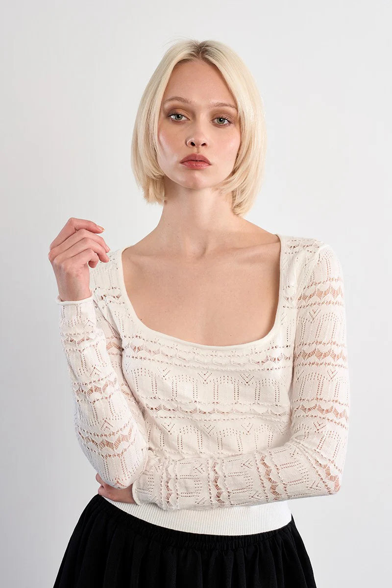 YOUNG LADIES KNITTED TOP (White)