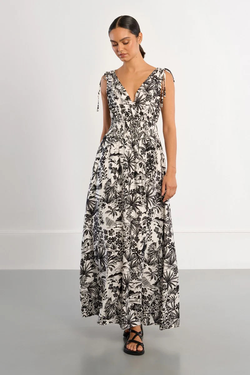 HAWAII WOVEN DRESS (Black/White)