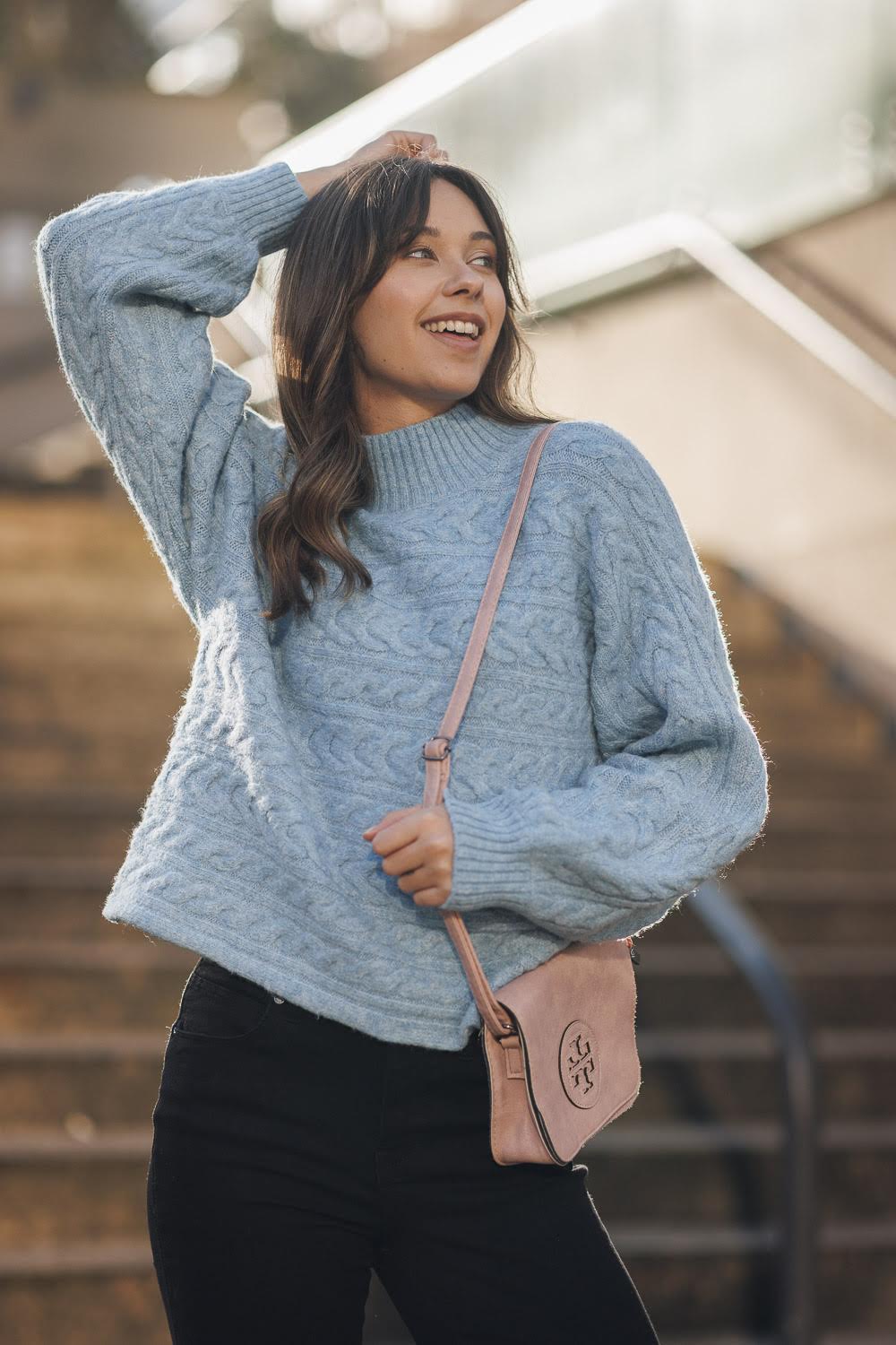 Cable Knit Pullover With Ribbed Detail