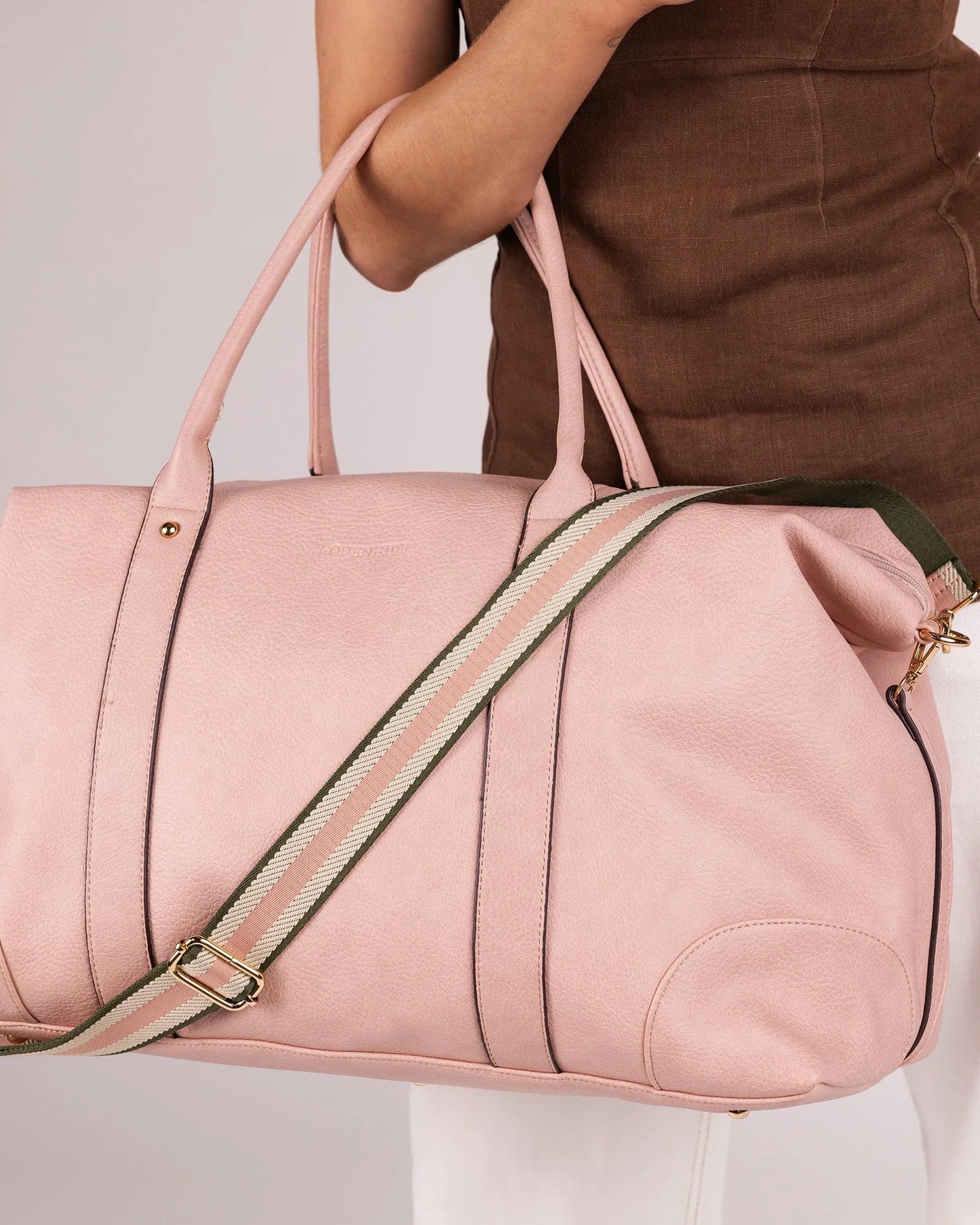 Alexis Stripe Weekender Travel Bag (Blush)