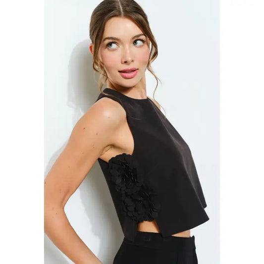 Floral Applique Sleeveless Top