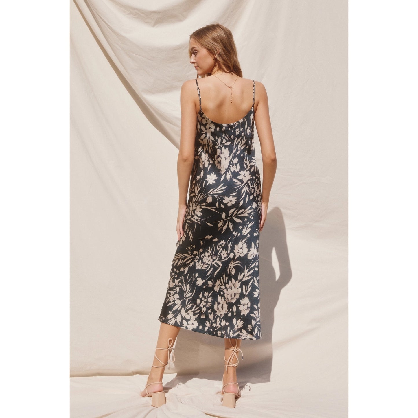 Floral Cowl Neck Midi Dress (Teal)