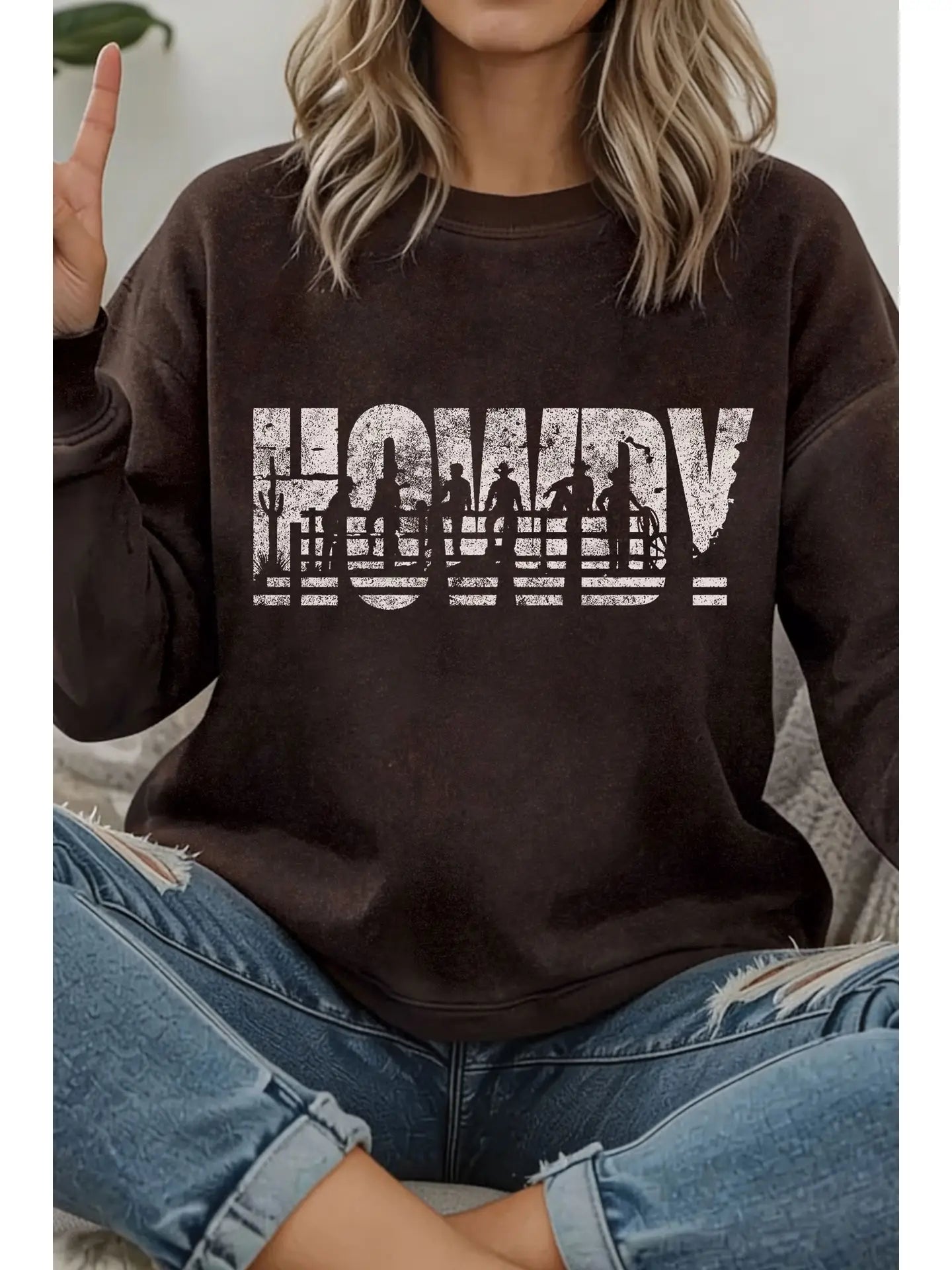 HOWDY MINERAL GRAPHIC TERRY SWEATSHIRT (Brown)
