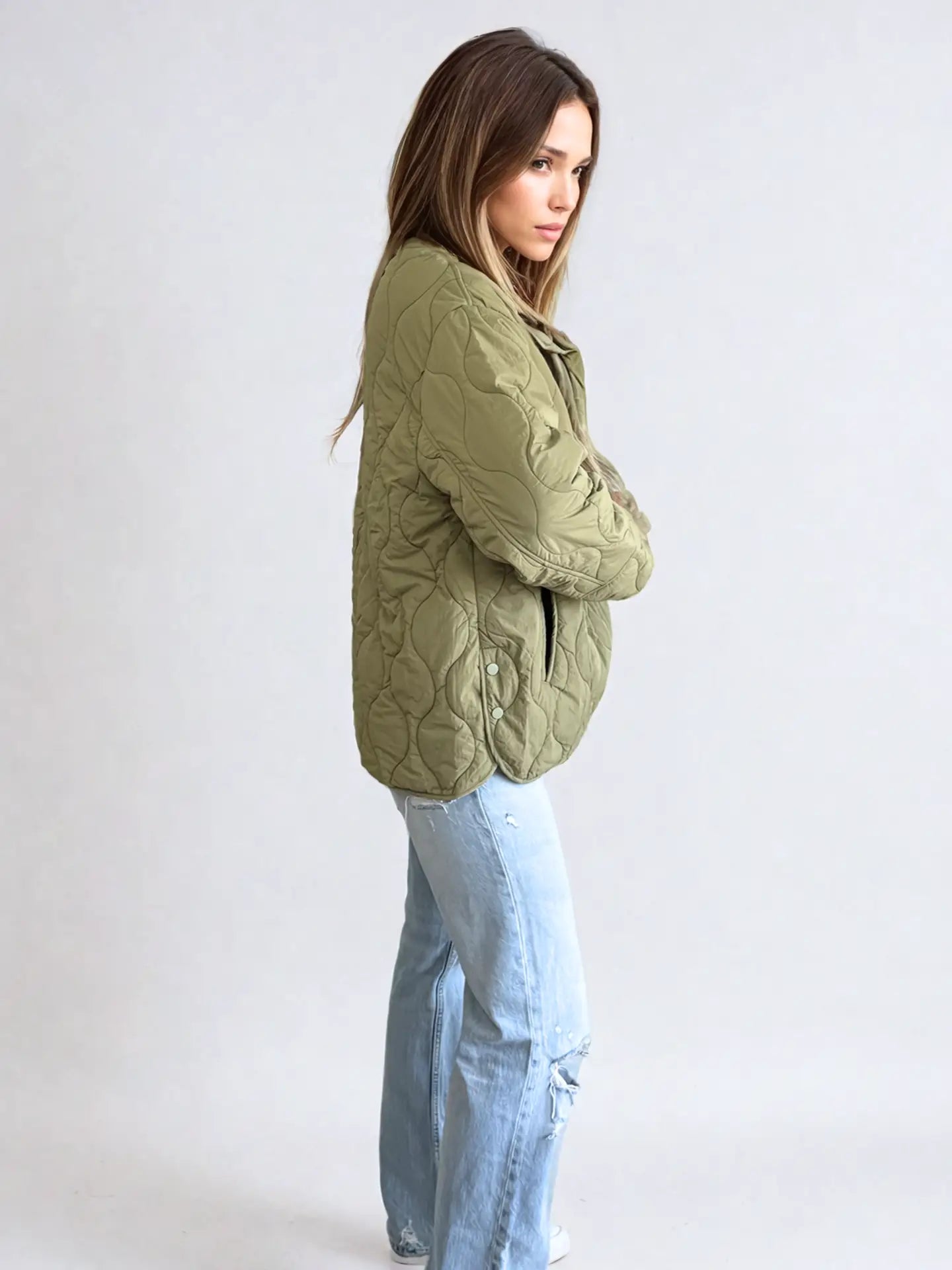 Ophelia Light Quilted Coat (Olive)