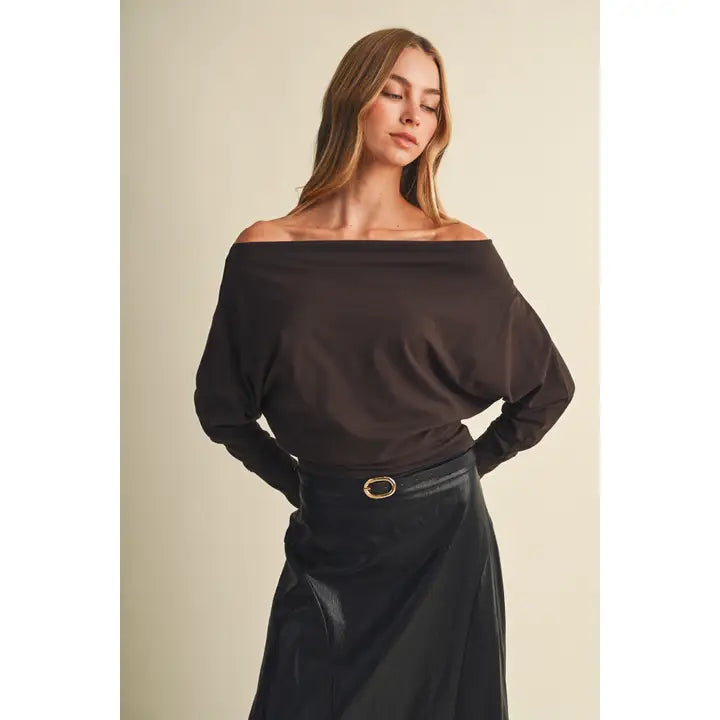 Jersey Dolman Sleeve Pullover (Brown)