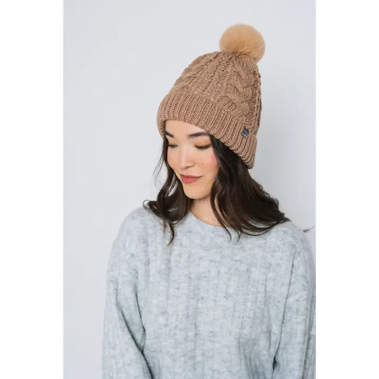 Marshmallow cable lined Beanie