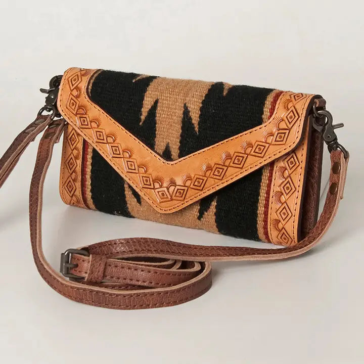 Leather Saddle Blanket Wallet Crossbody ( American Darling)