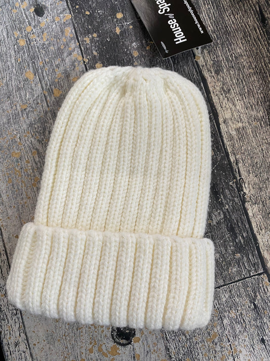 Cream rib knit hat