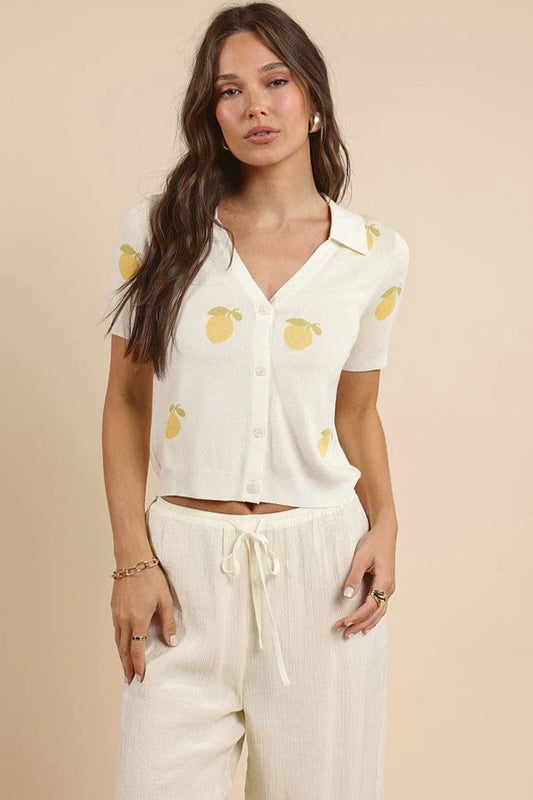 Citron Lemons Knit Top