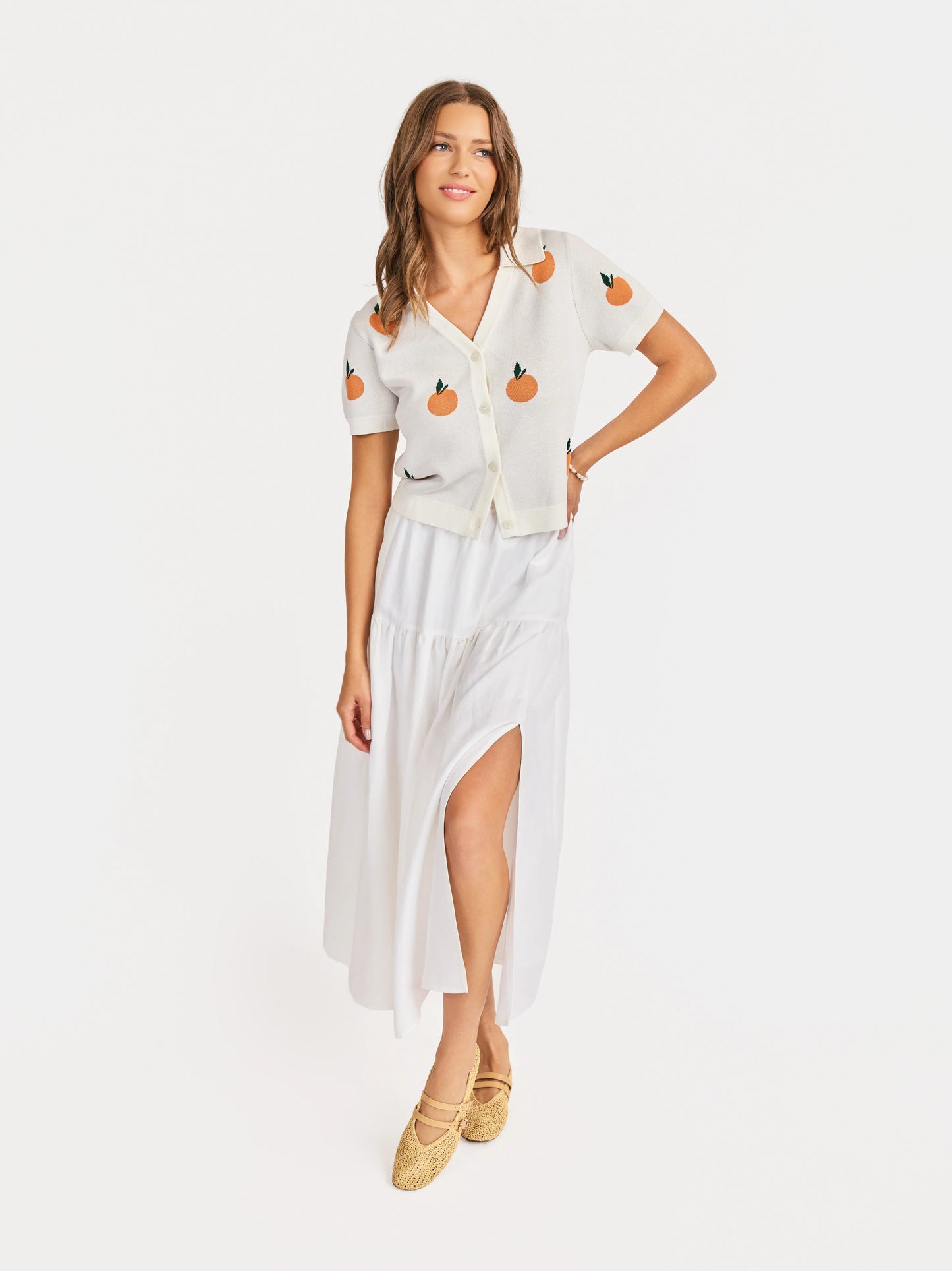 Citron Embroidered Orange Knit Shirt