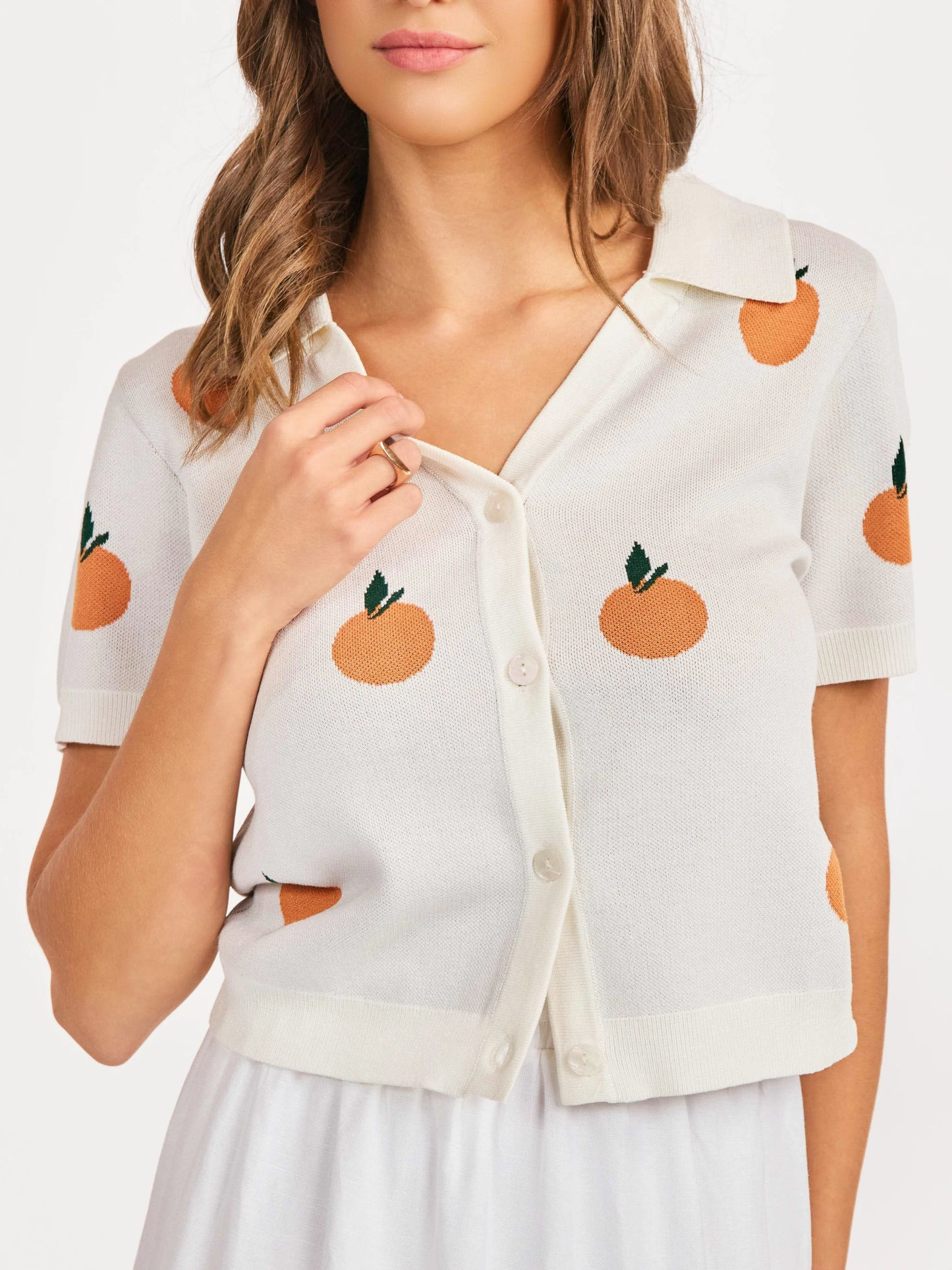 Citron Embroidered Orange Knit Shirt