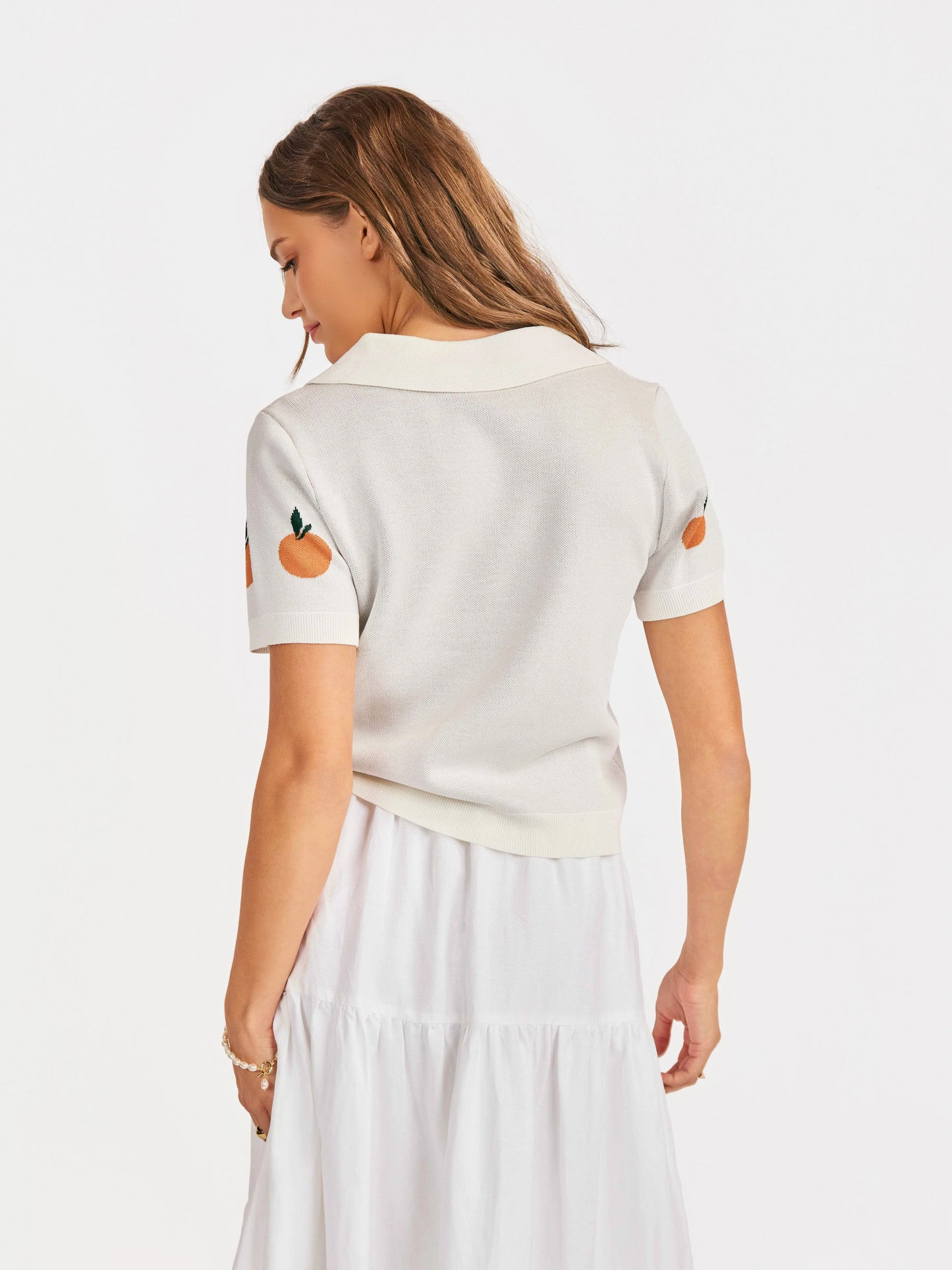 Citron Embroidered Orange Knit Shirt