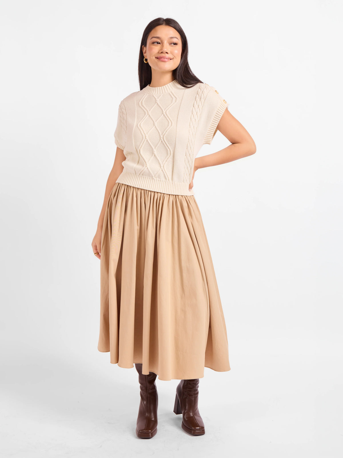 Typewriter Button Detail Sweater