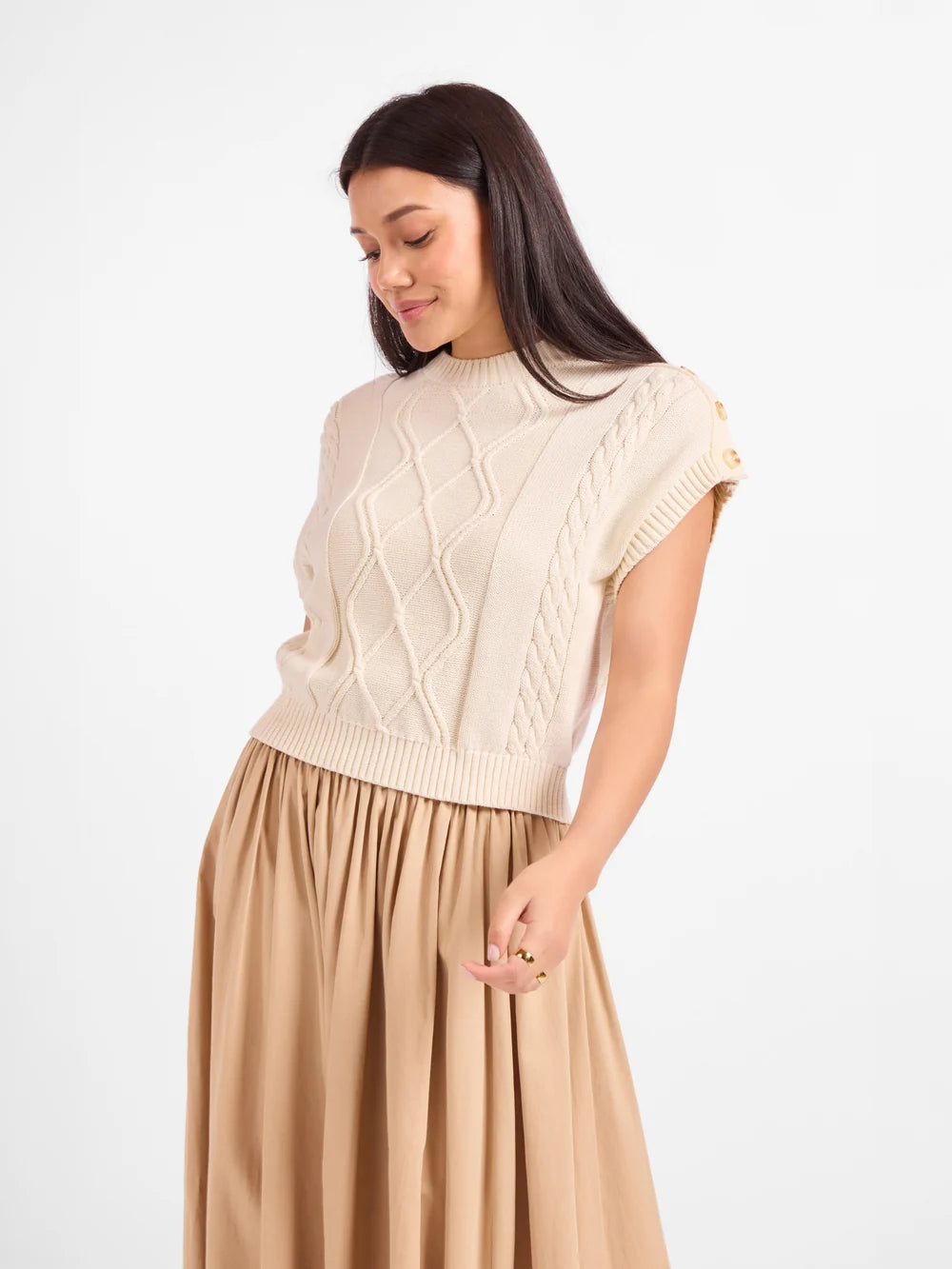 Typewriter Button Detail Sweater