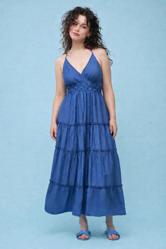 Astrid Tiered Sundress / Cerulean Blue