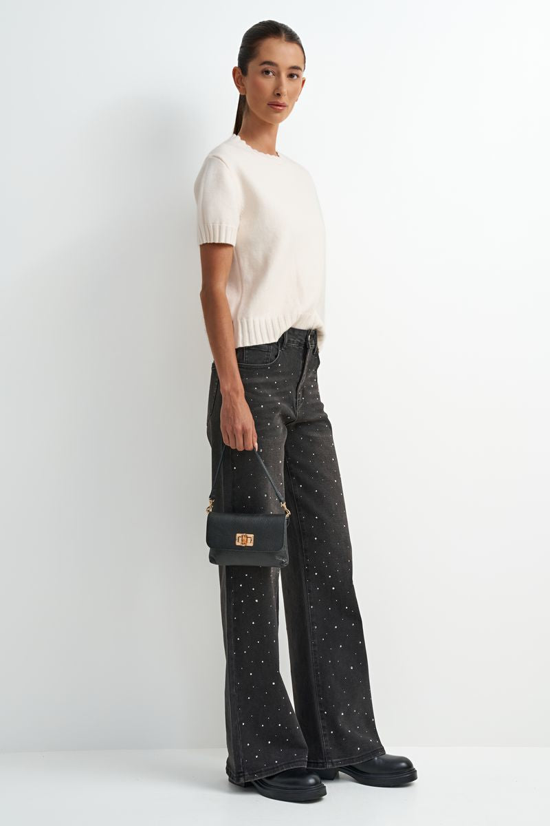 Astrid Short Sleeve Cream Sweater
