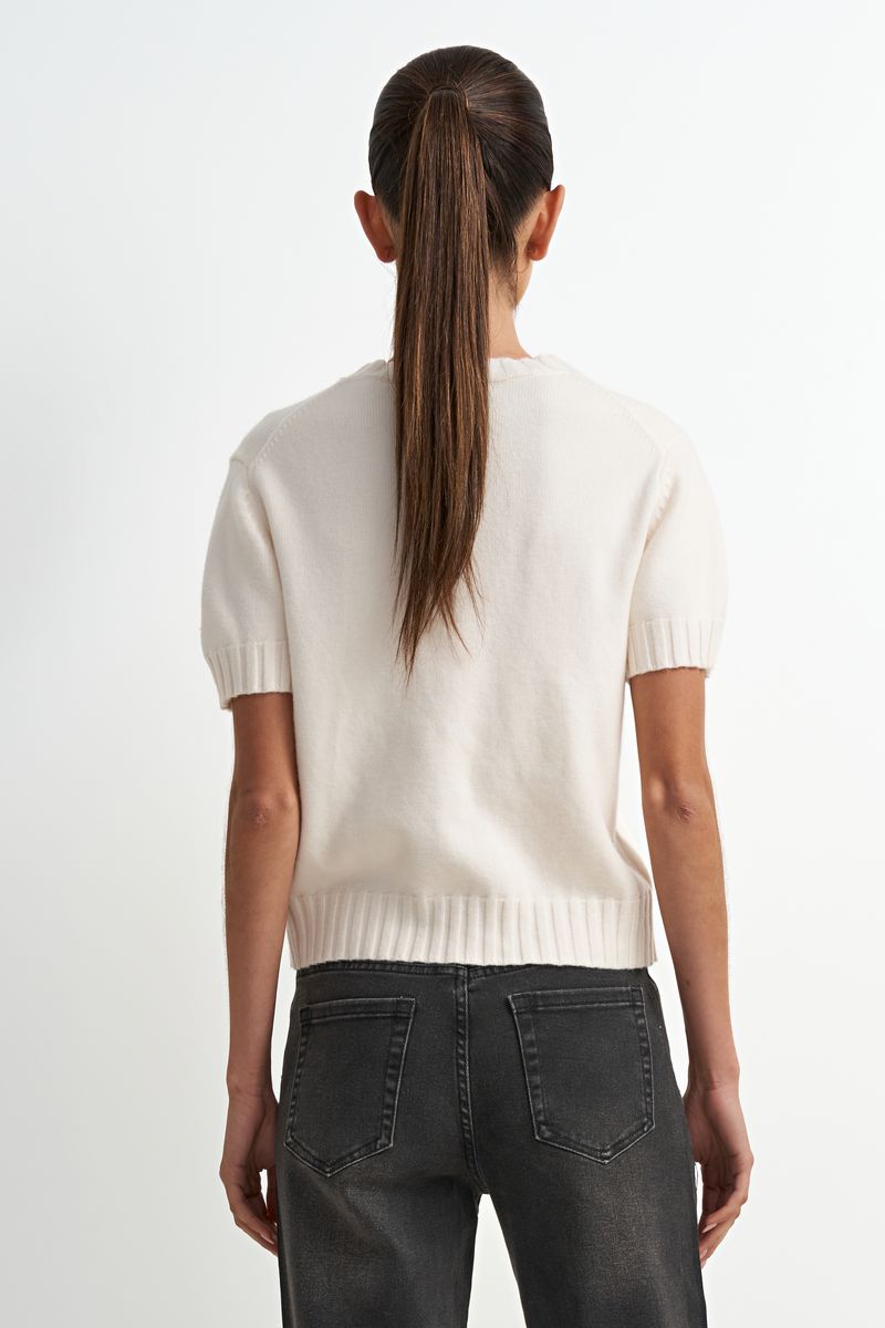 Astrid Short Sleeve Cream Sweater