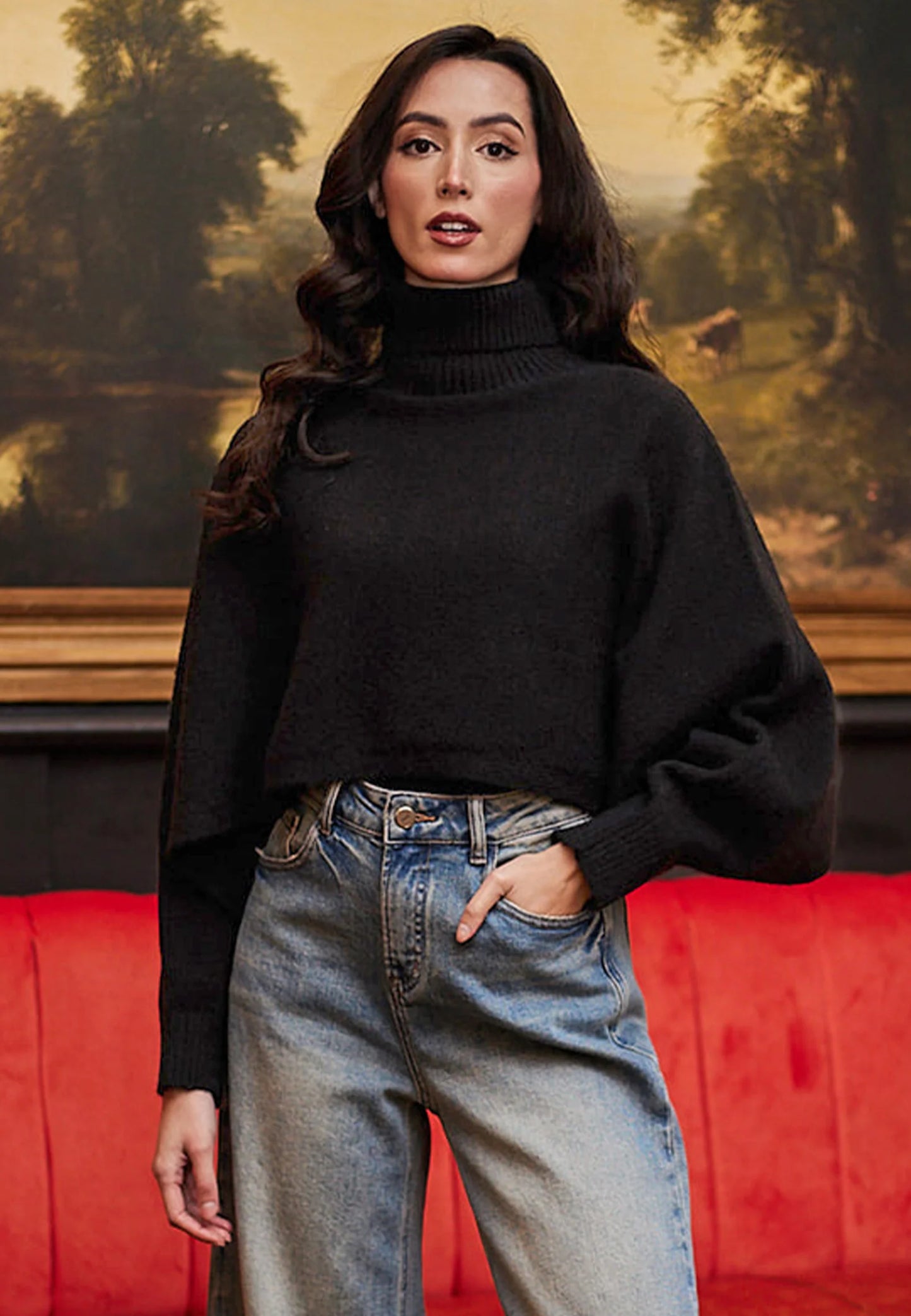 Turtle Neck Cropped Knit