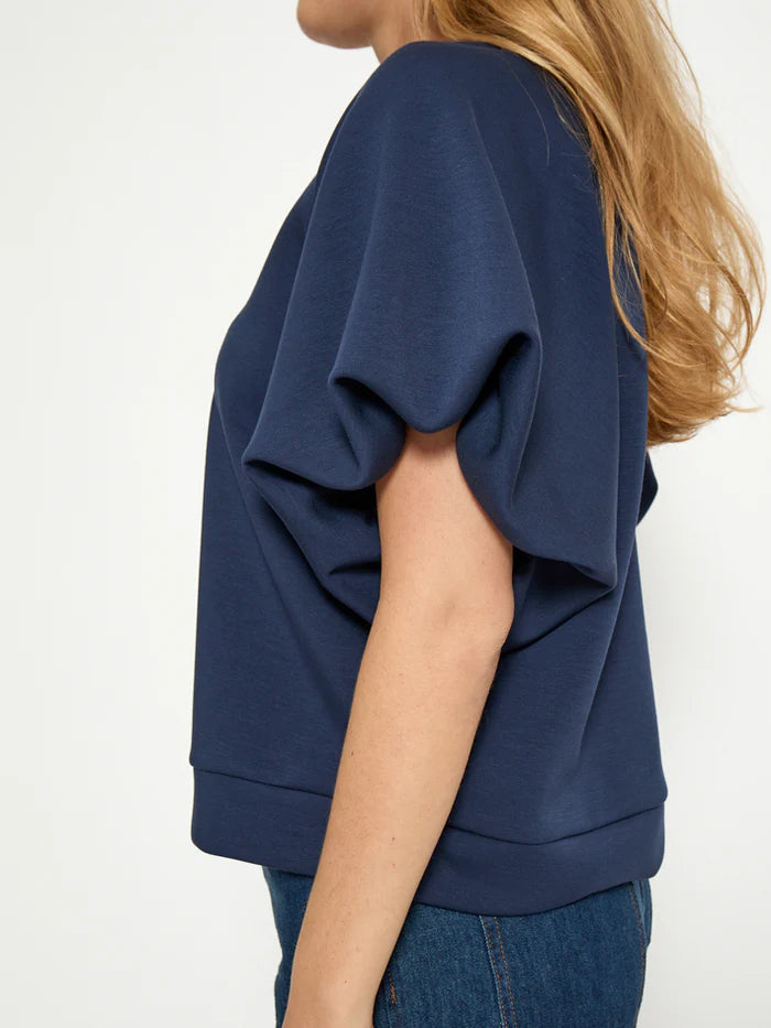 Minnie Ballon Sleeve Blouse (Navy)