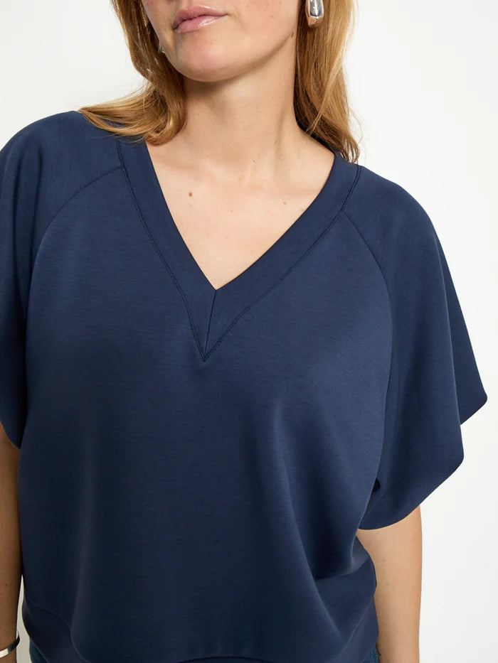 Minnie Ballon Sleeve Blouse (Navy)