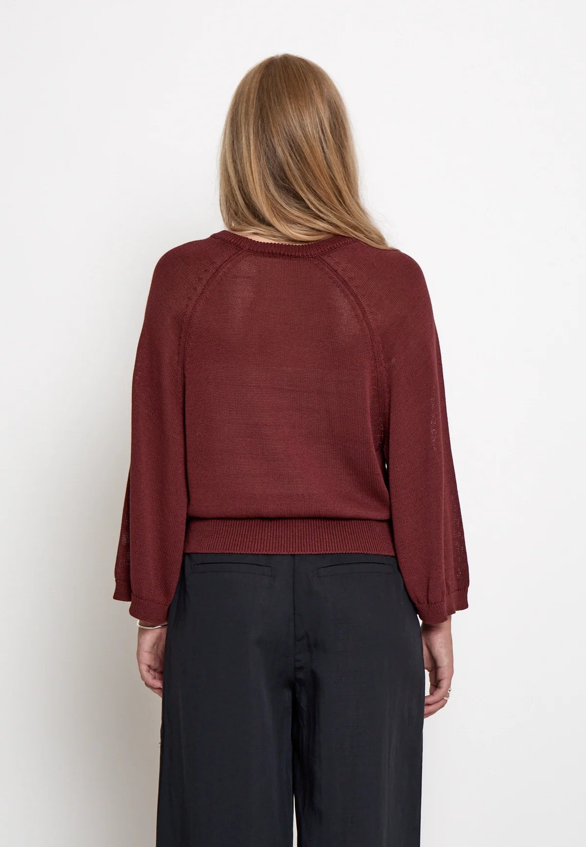 Riley Knit Pullover (Maroon Red)
