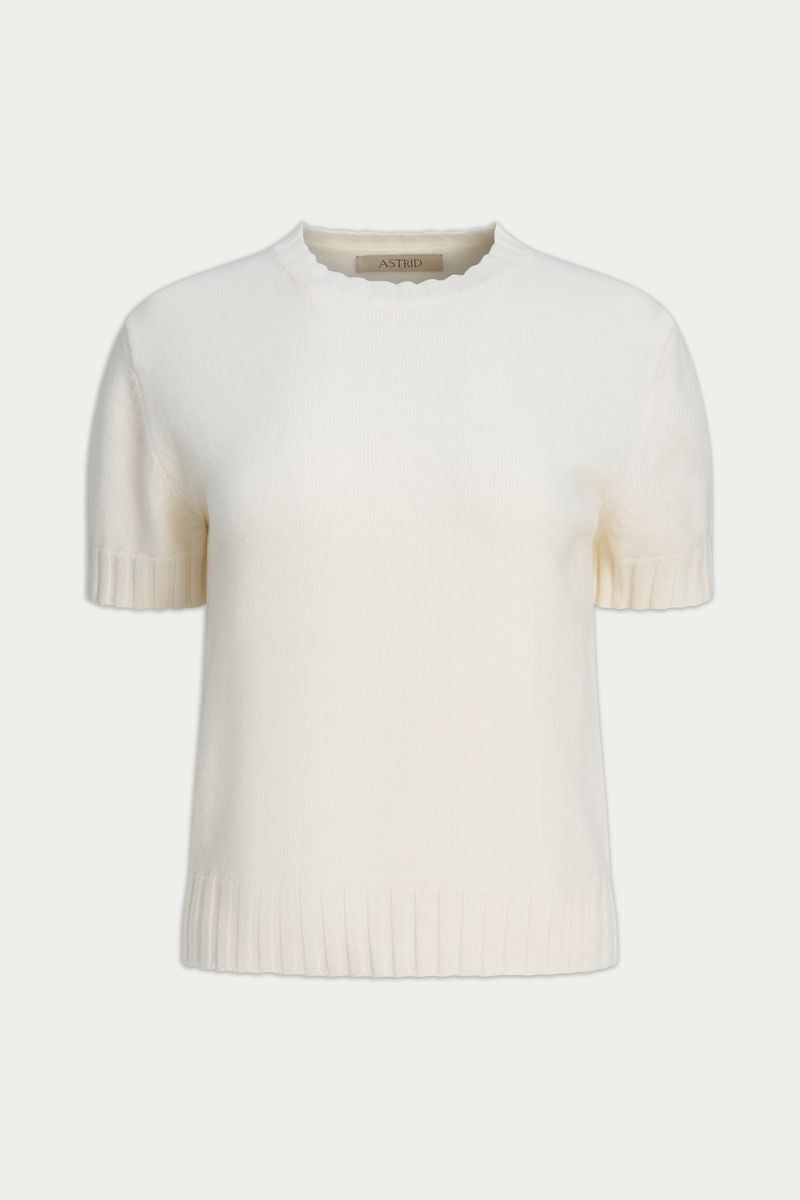 Astrid Short Sleeve Cream Sweater