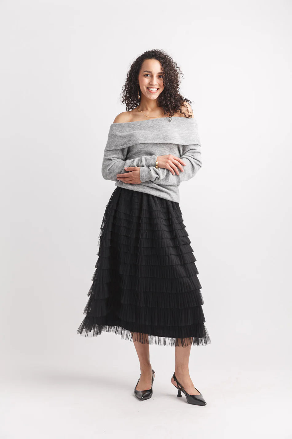 Off Shoulder Sweater (Grey)