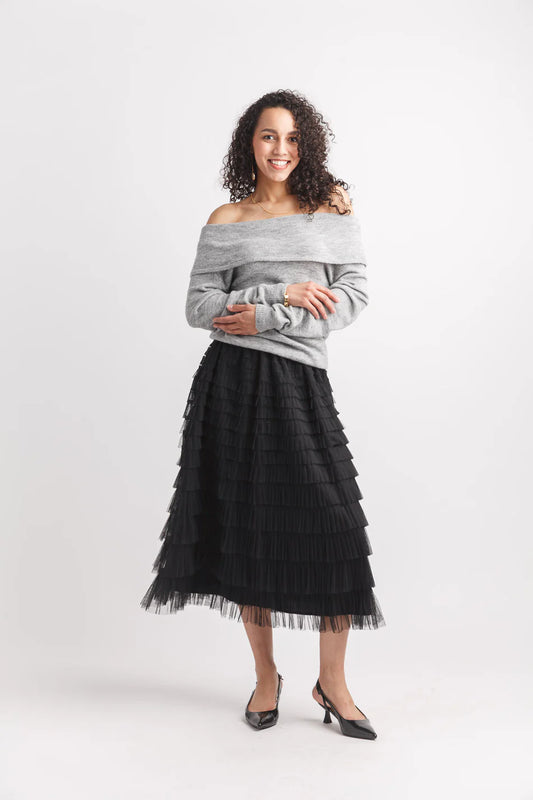 Off Shoulder Sweater (Grey)