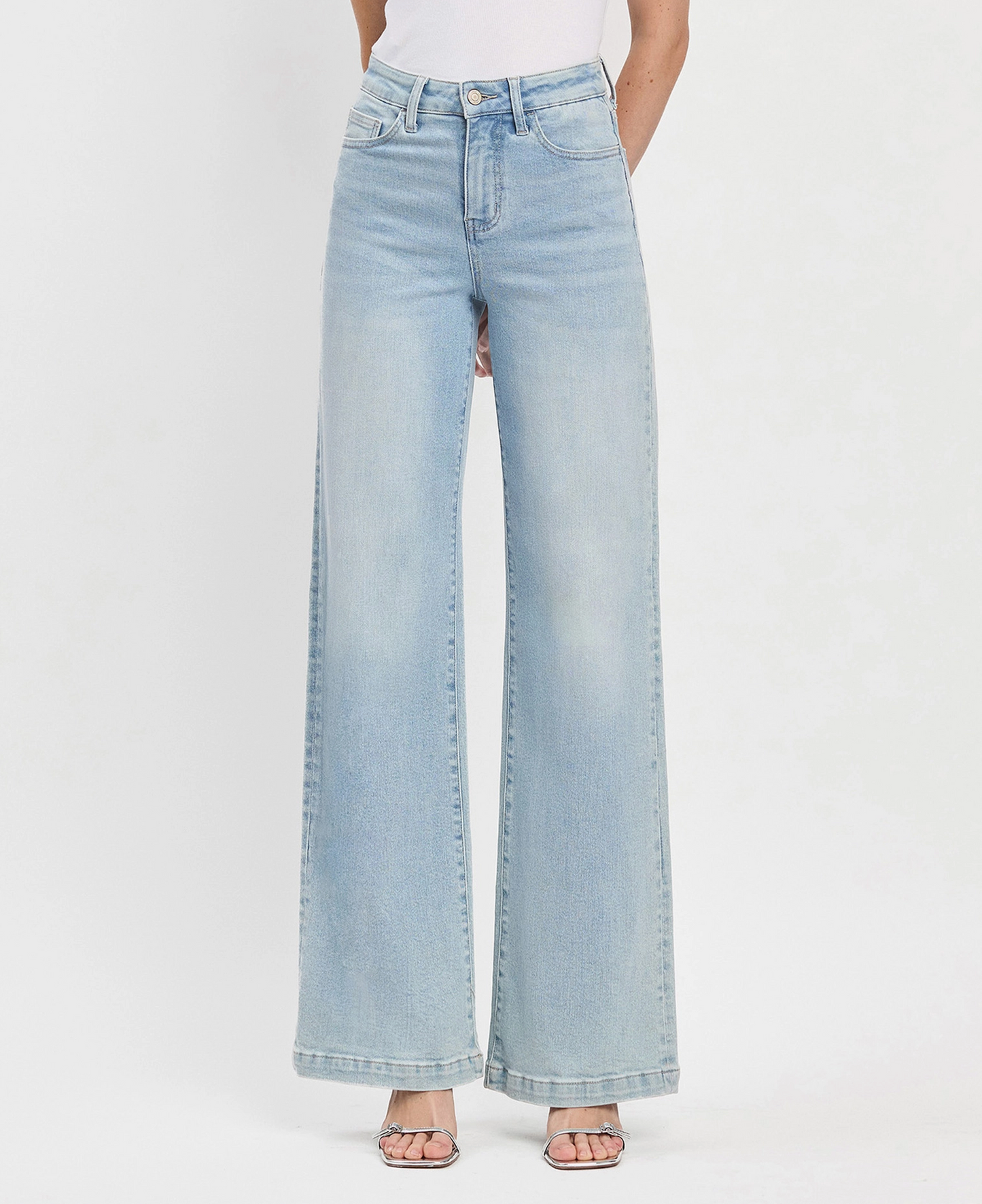 High Rise Full Length Wide Leg Jeans (Optimistic)