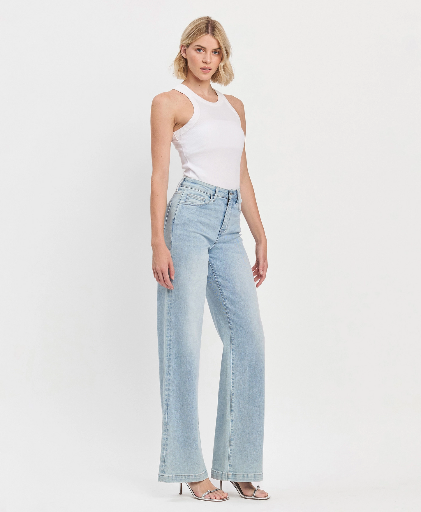 High Rise Full Length Wide Leg Jeans (Optimistic)