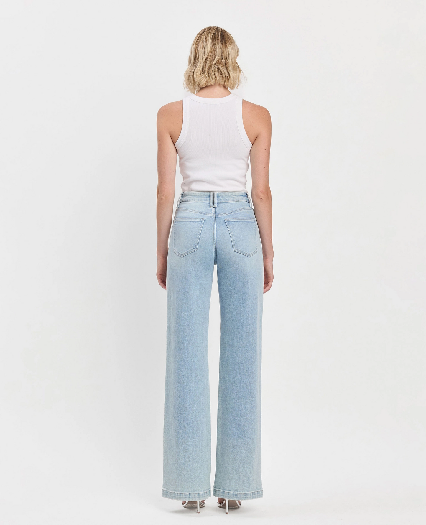 High Rise Full Length Wide Leg Jeans (Optimistic)
