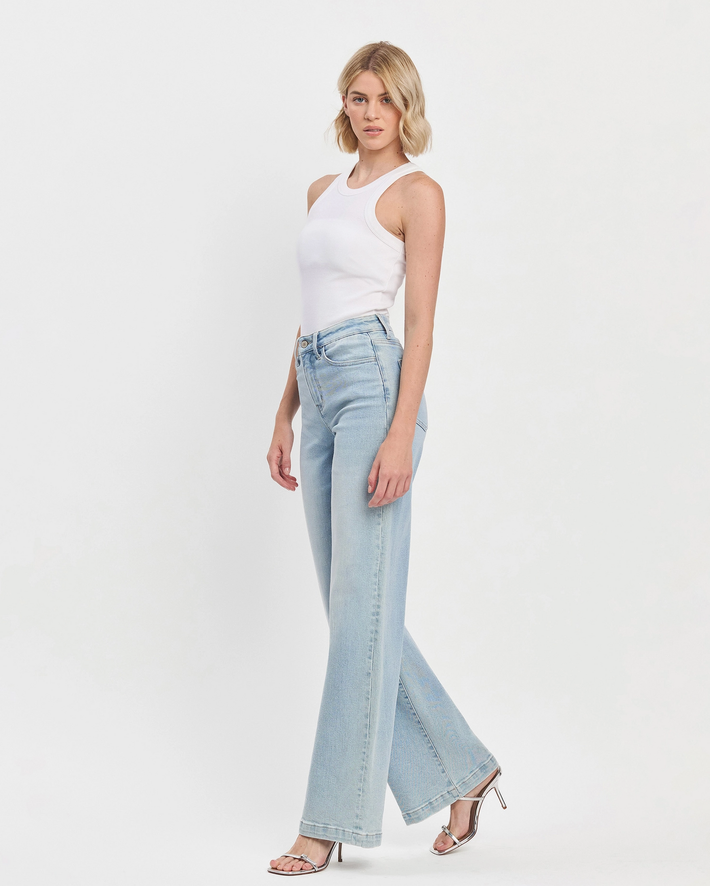 High Rise Full Length Wide Leg Jeans (Optimistic)